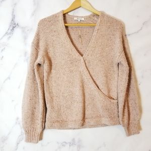 MADEWELL Surplice neckline  Pink Sweater, Size Small